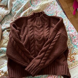 En Saison Brown Cable Knit Sweater - medium size